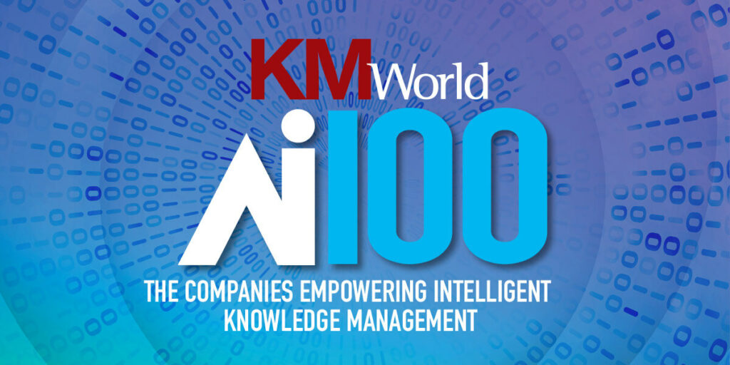 KMWorld AI 100 banner for 2023